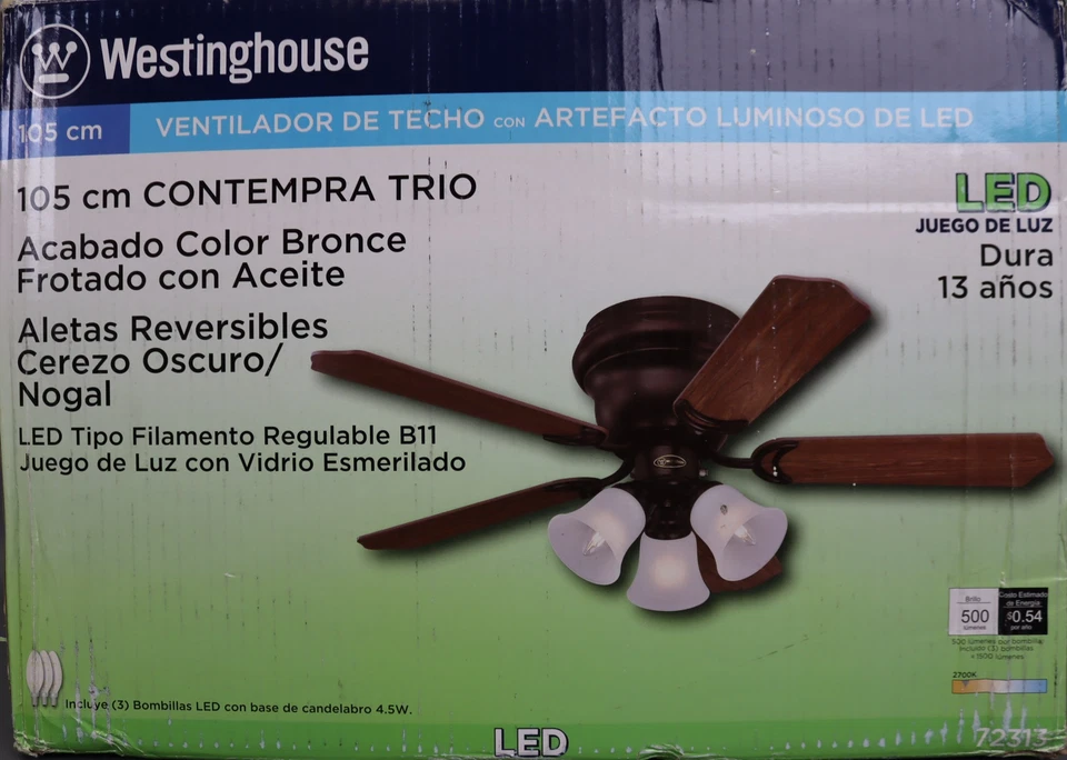 Westinghouse Contempra Trio 42 in. Oil Rubbed Bronze Finish (missing one) - Image 1 of 4