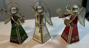 Set Of 3 Vintage Leaded Glass Angel Votive Holders - Picture 1 of 16