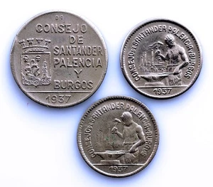 Spain-Guerra civil. Consejo de Santander Palencia y Burgos. Serie Completa 1937. - Imagen 1 de 2