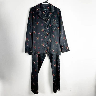 Conjunto de pijama floral para mujer Lauren Ralph Lauren talla L negro Foto 1 de 4