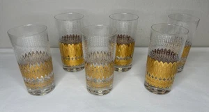 Pasinski 22K Gold Highball Tumbler Glasses MCM Vintage Mid Century Set Of 6 - Picture 1 of 17