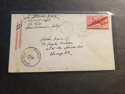USS LCT-1469 Naval Cover Censored WWII LANDING CRAFT Sailor's Mail - Image 1 of 2