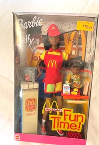 Vintage NEU in Box Barbie und Kelly McDonalds Fun Time Puppen Set schwarze Haare - 2001 - Bild 1 von 2