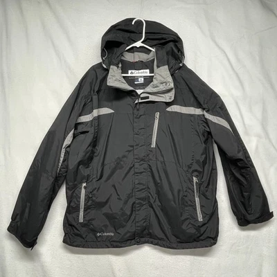 Columbia Jacket Mens XL Black Interchange Waterproof Hooded Zip WM47036 - Image 1 of 4