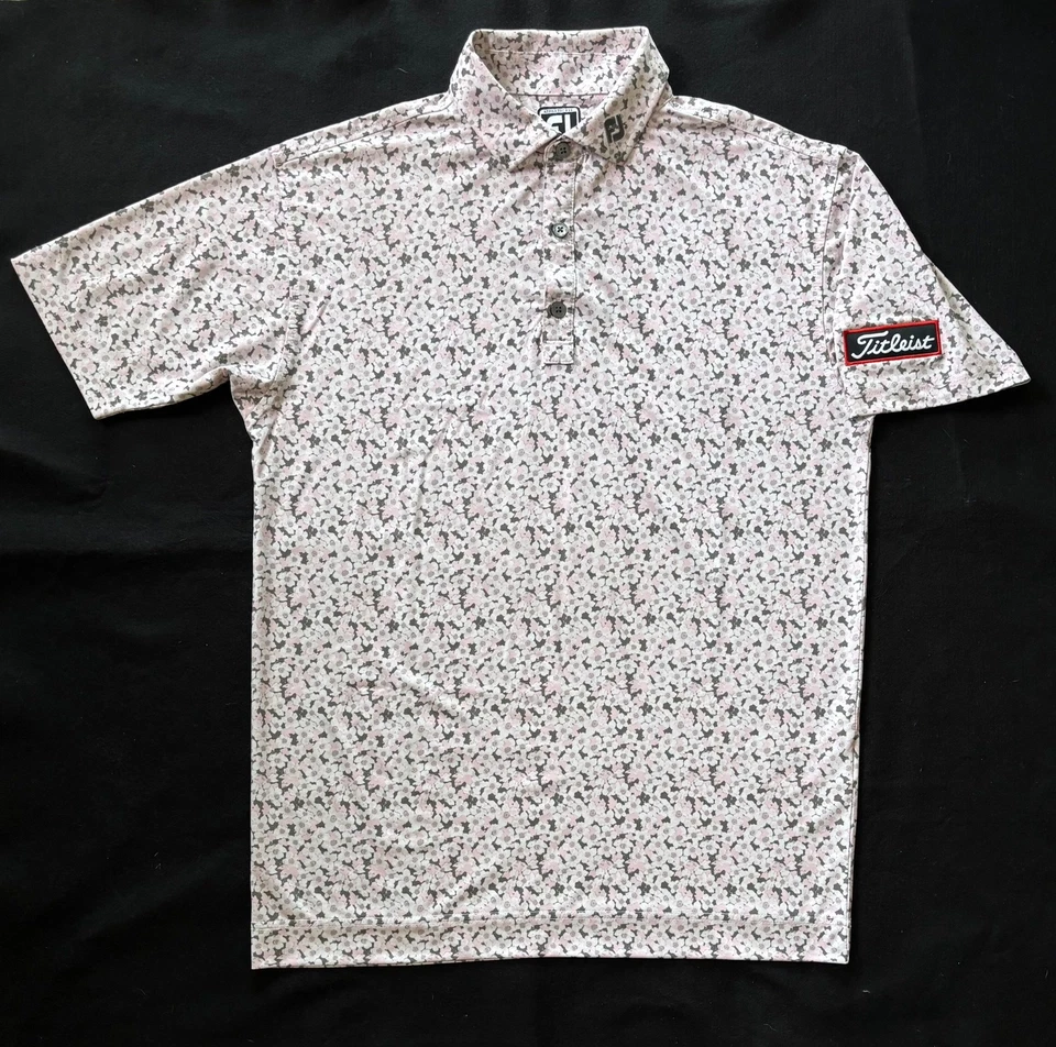 Camisa de golf FootJoy para hombre estampado Lisle Pimrose parche atlético para brazo talla M Foto 1 de 4