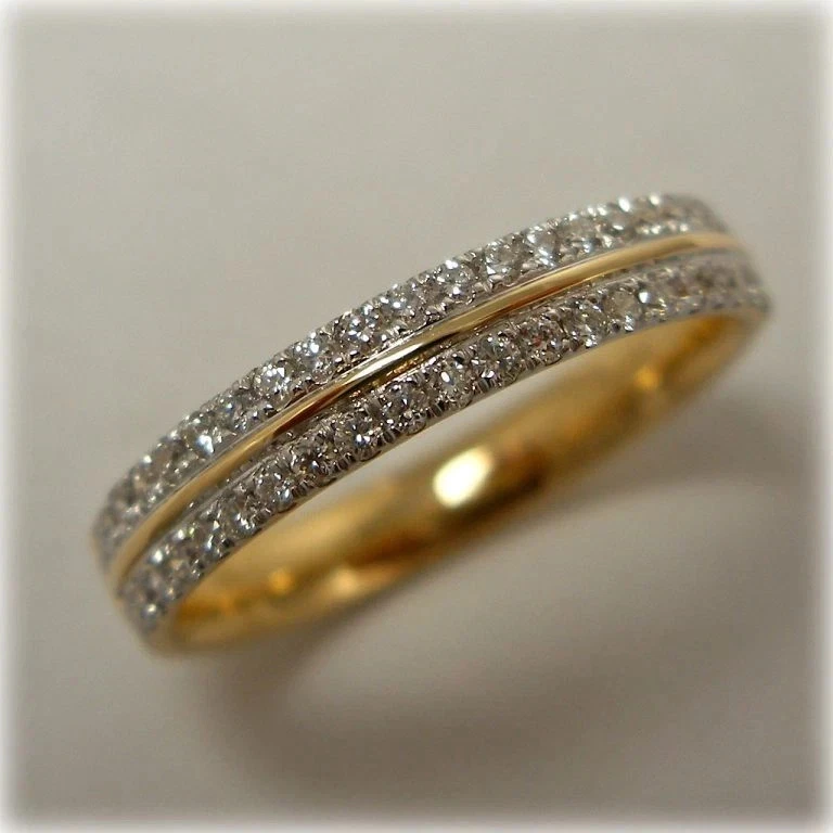 Lab-Created Round Cut 1.20 Ct Diamond Wedding Band Ring 14K Yellow Gold Finish - Image 1 of 4