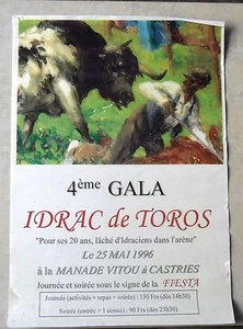 Manade VITOU Castries 34 Affiche 295 x 420 mm 4è Gala IDRAC de TOROS 25 mai 1996 - Picture 1 of 1