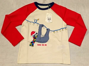 Camisa Mini Boden Festiva Gráfica Lenta Ho Ho Perezosa Nueva con Etiquetas Nueva 5-6 - Imagen 1 de 7