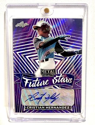 2021 Leaf Metal Draft 5/15 Purple Wave Future Stars Christian Hernandez RC Auto - Image 1 of 2