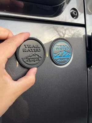 2 (two) 18-24 WRANGLER JL GLADIATOR FULL BLACK TRAIL RATED FENDER EMBLEM BADGE - Image 1 of 4