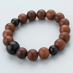 Japanese Juzu-style Bracelet | Ebony x Japanese Mulberry | w/Box | 18cm #S16 - Picture 1 of 6