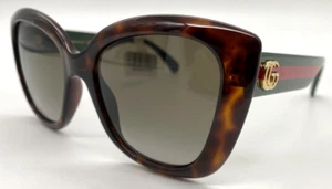Gucci GG0860S 001 Dark Havanna/Green/Red Frame & Brown Lens 53mm Sunglasses - Picture 1 of 11