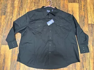 Wrangler Pearl Snap Western Shirt Men's Black Long Sleeve Lightweight 4XL NWT - Picture 1 of 5