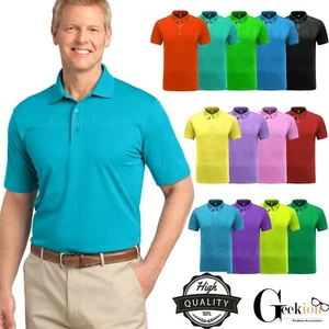 Men's Polo Shirt Dri-Fit Golf Sports Cotton T Shirt Jersey Casual Short Sleeve - Picture 1 of 15