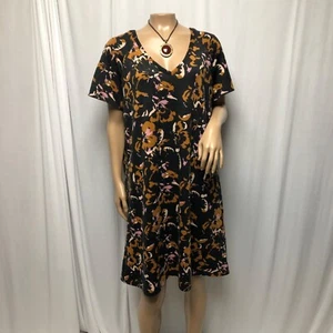 Nine West Dress Womens Size XL Floral Print V-Neck Comfy Short Sleeve - Picture 1 of 8