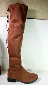 Brown Over the Knee Sock Boots Tall Boot Low Heel Walking Boot Women's 6 "SIDNEY - Picture 1 of 11