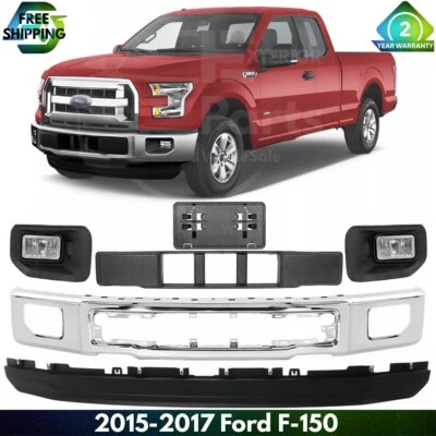 Front Bumper Face Bar Chrome & Fog Lights Assembly Kit For 2015-2017 Ford F-150 Foto 1 de 4
