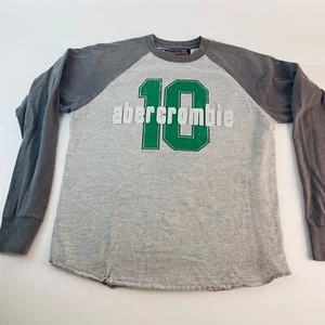 Camiseta Raglán Manga Larga Niños Abercrombie Talla L Gris Con Verde 10 Gráfico - Imagen 1 de 8