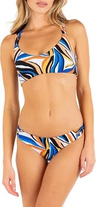 HURLEY 2 Piece Bikini Women’s Swimsuit Sand Dunes Multi Color Block Large NWT - Picture 1 of 17