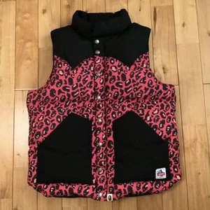 BAPE Leopard camo pink Puffer Down Jacket Vest A Bathing Ape Size L used 2504SM - Picture 1 of 8
