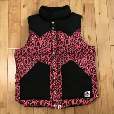 BAPE Leopard camo pink Puffer Down Jacket Vest A Bathing Ape Size L used 2504SM - Image 1 of 4