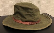 Orvis Olive Green Canvas Bucket Hat - Leather Band - Gore-Tex - Size S
