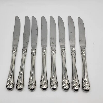 Mikasa Gerald Patrick DULCE GUISANTE Acero Inoxidable Corea 8 CUCHILLOS DE CENA *Mancha Foto 1 de 4