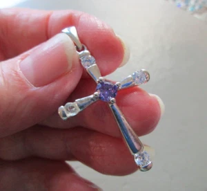 DE COLECCIÓN TONO PLATA PÚRPURA AMATISTA CRISTAL BONITO LLAVERO COLGANTE ENCANTO - Imagen 1 de 3