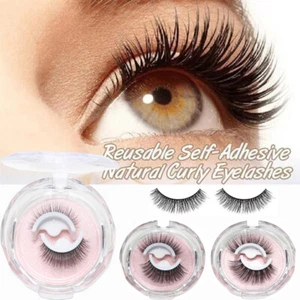 Self-adhesive Full Strip Lashes Extension Fake Eyelashes Reusable Natural V - Picture 1 of 22