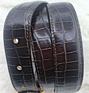 lässige Ecke braun Leder Alligator Stempel massiv Messing Gürtel Löcher bei 31-36 ITALIEN - Bild 1 von 17
