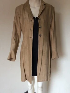 ** Vintage Design beige gepunktete lange Jacke von Peche - Größe 10 - top! - Bild 1 von 4