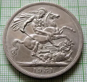 GREAT BRITAIN GEORGE VI 1951 CROWN FESTIVAL OF BRITAIN St. George on Horseback - Picture 1 of 6