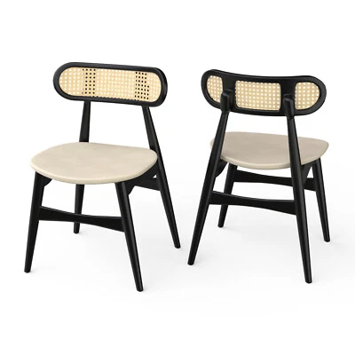 Комплект из 2 коммерческих обеденных стульев из массива дерева с подушкой для ресторанов и дома - Изображение 1 из 4