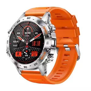 Orange Military Smartwatch Fitness Tracker IP68 Waterproof Heart Rate Blood pres - Picture 1 of 13