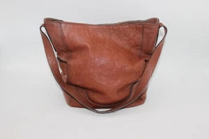 FRYE Cartera Cuero Marrón Cartera Bolso de Mano Mujer 12x12 Muy Bonito Marrón Coñac - Imagen 1 de 12
