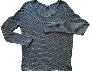 Suéter Pullover Para Mujer Helmut Lang Tejido Abierto Lino Viscosa Gris Diseñador Pequeño - Imagen 1 de 6