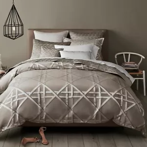 Hudson Park Alistair FULL QUEEN Duvet Comforter Cover LINEN GREY NEW $355 - Picture 1 of 6