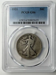 1921 P Walking Liberty Half Dollar PCGS G6 (PCGS Pop 604 Total Mintage 246k) - Picture 1 of 8