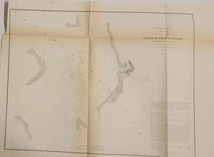 1856 s/w US Coast Survey Map Chart Steilacoom Harbor Washington Territory Bache - Bild 1 von 12