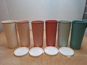 6 Vintage Tupperware Pastel Colors Tumblers with 4 Sealing Lids - Picture 1 of 4