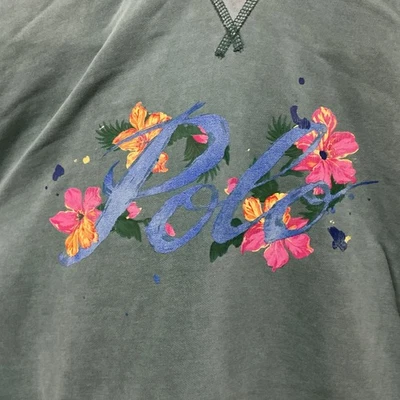 Polo Ralph Lauren женщин толстовка с капюшоном Swear рубашка краска брызги цветочный зеленый L гавайский - Изображение 1 из 4