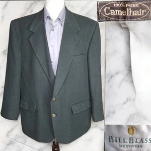 Bill Blass Sport Coat Jacket Mens 48R Green VTG Camel Hair - Picture 1 of 12