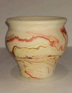 Vintage Nemadji Indian Pottery Native Clay Swirl Sunset Reds/Orange, H 4", 14" D - Picture 1 of 10