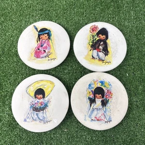 Lot Of 4 De Grazia Sandstone Ceramic Drink Table Coasters - Picture 1 of 9