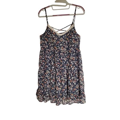 Vestido Solero Para Mujer Maurices Azul Marino Floral Boho Crochet Cuello en V Fluido | Talla Pequeña Foto 1 de 4