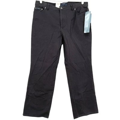 Pantalones para mujer IZOD marrón oscuro talla 14P pierna recta elásticos cremallera tiro medio NUEVO Foto 1 de 4