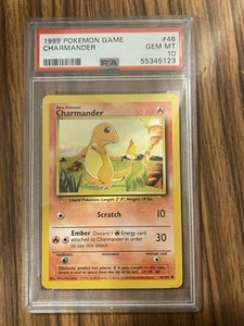 1999 Pokemon Base Set Unlimited Charmander PSA 10 #46/102 - Picture 1 of 2