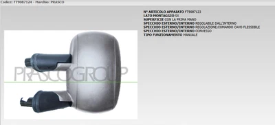 SPECCHIO RETROVISORE SX CON PRIMER FIAT DOBLO 223 FT9087124 - Immagine 1 di 3