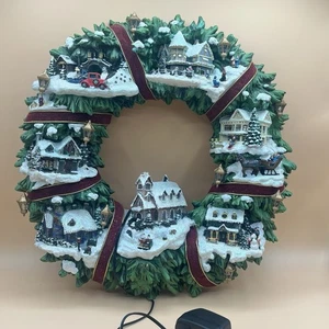 "Guirnalda iluminada Thomas Kinkade Christmas Village resina decoración navideña 15""" - Imagen 1 de 10