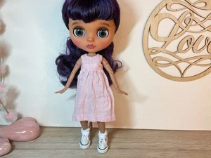Kleid für Blythe Handgemachtes Blythe Kleid Leinen Rosa kariert Neu! - Bild 1 von 7